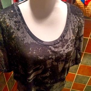 Anthropologie studded cropped tie Dy e shirt